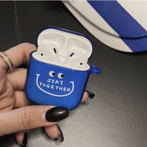 Blue Fluorescence smiley silicone Earphone Case For Apple AirPods1/2 Pro3 Earbuds Soft Cover Wireless Bluetooth Headset Box