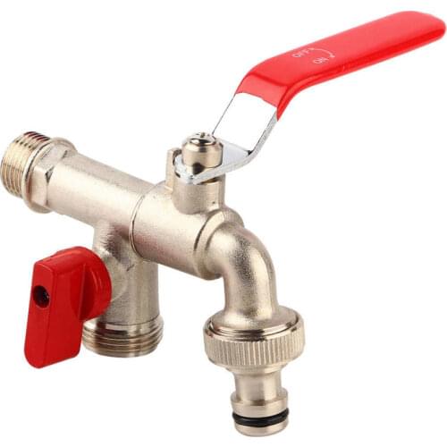 Basin Faucets 90 Degree Double Valve Water Tap 1/2 inch Brass Faucet Home Outdoor Garden Tool basin mixer Garden Faucet Adaptor