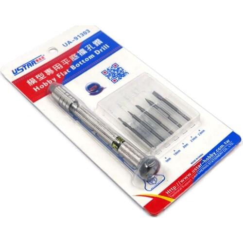 U-Star UA-91303 Multifunctional Hobby Flat Bottom Drill with 5 Drill Tips(1.0mm/1.5mm/2.0mm/2.5mm/2.8mm)