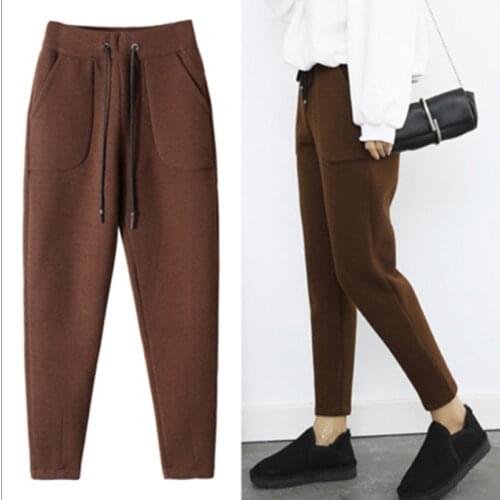Thicken Women Pencil Pants 2021 Autumn Winter Plus Size OL Style Wool Female Work Suit Pant Loose Female Trousers Capris