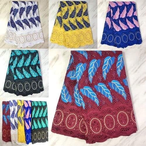 Dry Lace Hollow-Out 5 Yards Embroid Fabric Leaves Shape Jacquard Cotton Elegant swiss Embroidery Textile 1612F2