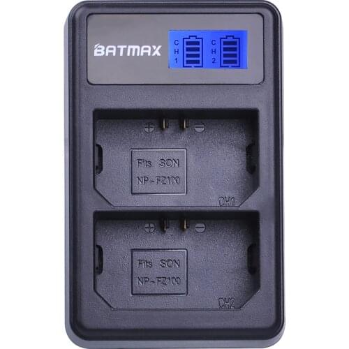 Batmax 1pc NP-FZ100 NP FZ100 NPFZ100 LCD Display Dual USB Battery Charger for Sony Alpha9,Sony A9,Sony Alpha9R,Sony A9R Camera