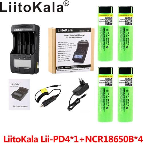 NEW LiitoKala lii-500 3.7V 18650 26650 charger+ 4pcs 3.7V 18650 3400mAh INR18650B Rechargeable Battery For Flashlight batteries