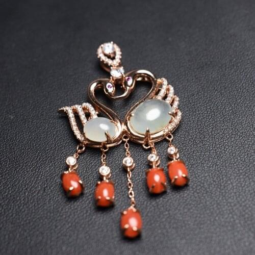 Fine Jewelry Real 925 Steling Silver s925 Myanmer Origin 100% Natural Jade Gemstone Female Pendant Necklaces Christmas Gift