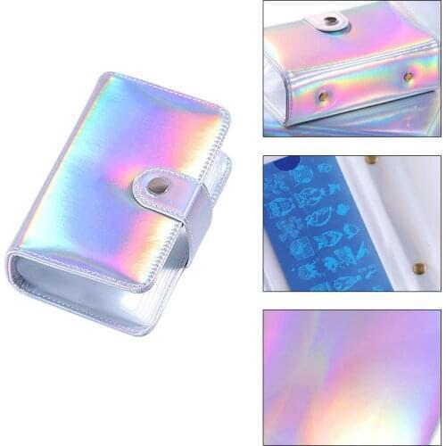 Nail Art Stamping Template Storage Card Bag Laser Iridescent Silver 9*14cm Soft Pouch 20 Card Position Nail Tools
