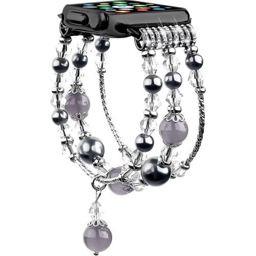 Woman Diamond Pearl Strap For Apple Watch 6 5 3 Band 40/44mm Agate Jewelry Bracelet Belt For iWatch Serie 6 SE 4 3 Bands 38/42mm