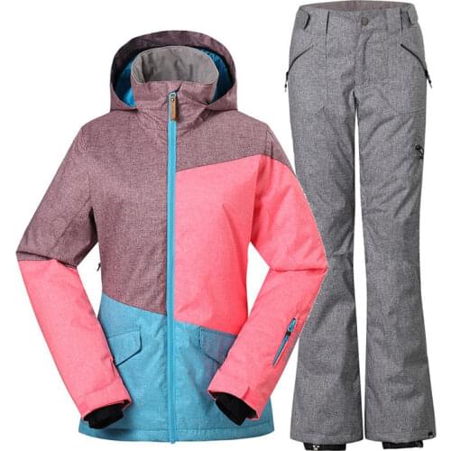 Womens Gsou Snow Suit Wear Winter Outdoor Sports Snowboard Clothing Sets 10k Waterproof Windproof Skiing Costumes Jacket + Pant