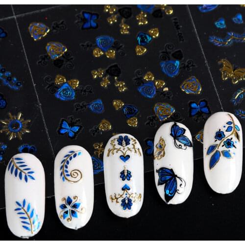 10PCS Star Gold Silver White Black Nail Art Sticker Brand Luxury Nail Slider Design Decorative Applique Rose Gold Green Pink 202