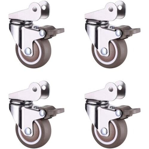 1/4PCS 1.5/2 Inch Furniture Swivel Caster Wheels Crib Rubber Caster Wheel No Noise Wheel With Brake Loading Capacity 200/240 LBS