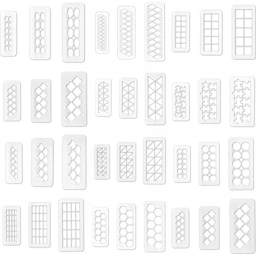 11Style Birthday Cake Cream Embossing Mold Fondant Chocolate Biscuit Diamond Grain Flowers Printing Kitchen Baking Decoration