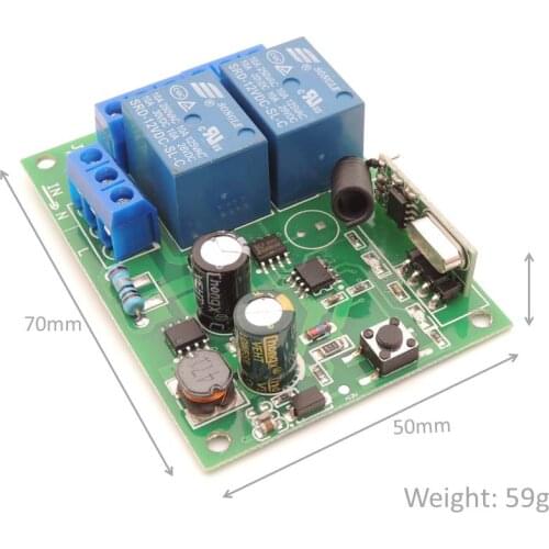 2 Channel 433Mhz AC 110/220V Operated RF Relay Switch Receiver For Lamp & Eletrical Devices Switch Control Wireless Control