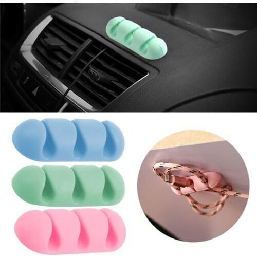 2Pcs Car Wire Holder Silicone for Earphone USB Cable Cable Clip Self-adhesive Line Clasp Clamp Cable Organizer Tie Fixer#293541