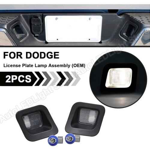 2Pcs OEM LED License Plate Rear Bumper Lights Number Place Lamp+Halogen Bulb For Dodge Ram 1500 2500 3500 2003-2018 1500 Classic
