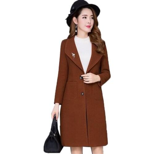 2020 Outerwear Overcoat Autumn Winter Women Wool Coat New Fashion Long Single-breasted Slim Type Winter Wool Coats Female A917