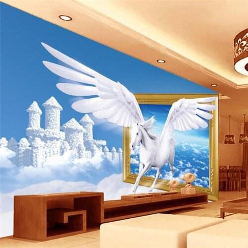 Beibehang wall paper 3d mural decor photo backdrop Horse Angel Art photography large mural restaurant wall painting murals