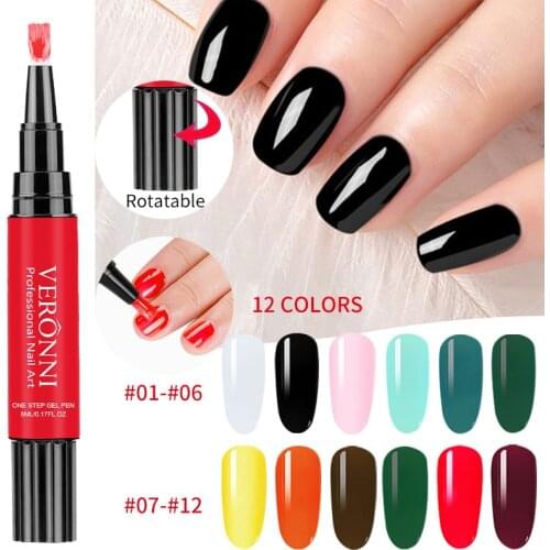 3in1 Glitter Soak-off UV Nail Polish Pen One Step No Primer Beauty Glazed Professional Nails Art Decorations Poly Gel Base Coat