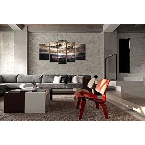 5 Piece Wall Art Painting Lightning Strikes In The Grand Canyon Dark Cloud Landscape Home Decor Print For Kids Room Decor