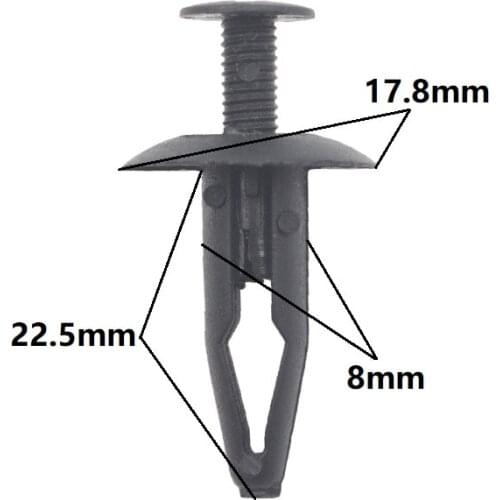 50PCS Push in 8mm Auto Bumper Fender Trim Retainer Rivets Fastener Clips For Toyota