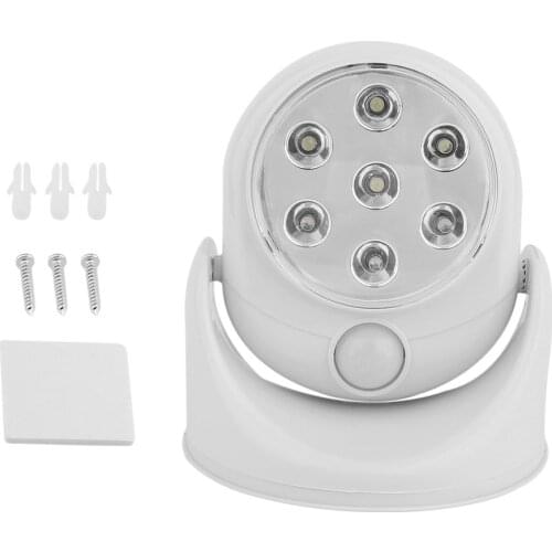 6V 7 LEDs Cordless Motion Activated Sensor Light Lamp 360 Degree Rotation Wall Lamps White Porch Lights Indoor Outdoor Lighting