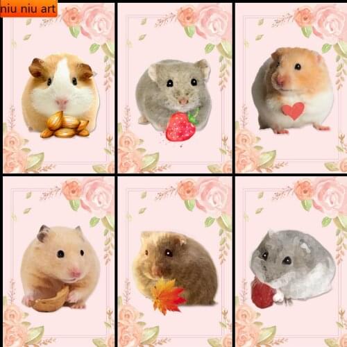 DIY Diamond Painting Cartoon Hamster Animal Diamond Mosaic Cross Stitch Kits Full Diamond Embroidery Room Decoration