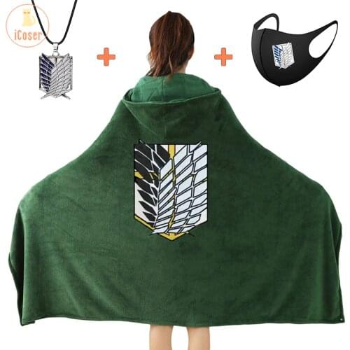 Aot Blanket Levi Ackerman Attack on Titan Sasha Braus Cosplay Blanket Shingeki No Kyojin Mikasa Flannel Cloak Cape Anime Blanket