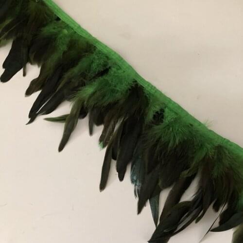 Asia Ra Pack of 10M Dyed Rooster Feather Fringe Trim Dress Decoration 10-2CM in Width (Apple Green ) For Wedding Party Hats Deco