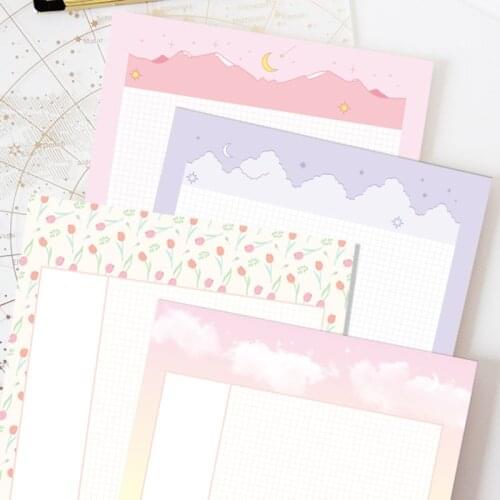 Cloud Tulips Colorful Grid Memo Pad B5 Girl Learning Note Paper Stationery school Notebook Diary creative Memorandum 30 Sheets