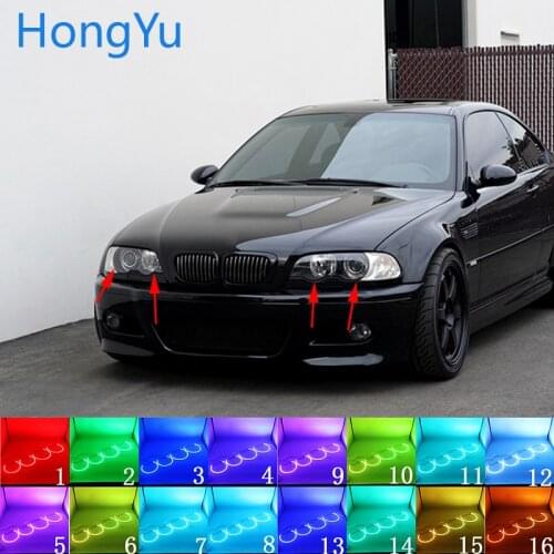 For BMW 1998 -03 E46 with PROJECTORS Accessories Latest Headlight Multi-color RGB LED Angel Eyes Halo Ring Eye RF Remote Control