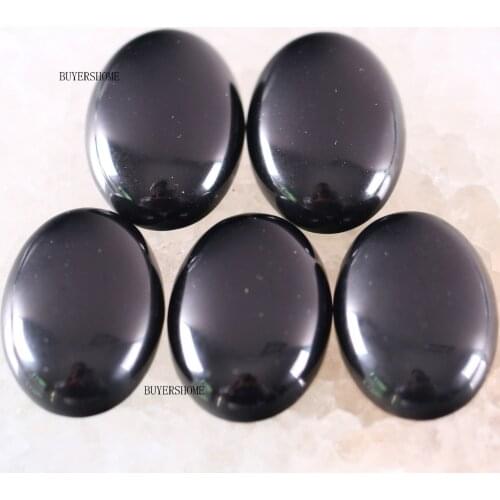 For Jewelry Making Necklace Pendant Bracelet Earrings 18x25MM&15x20MM Oval Natural Stone Bead Black Onyx CAB Cabochon 5Pcs K564
