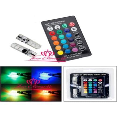 2x-T10-6SMD-5050-RGB-LED-Car-Wedge-Side-Light-Reading-Lamp-Bulb-Remote-Control