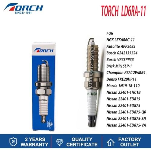 Engine Spark Plug TORCH LD6RA-11 Replacement Is Suitable For car Mazda Nissan NGK LZKAR6C-11 Denso FXE20HR11 Ignition System