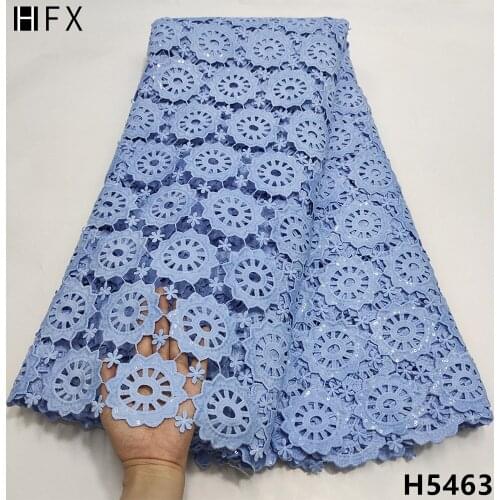 HFX new arrival Guipure Cord Lace fabric 2021 High Quality Water Soluble African Lace Fabric with Sequin For Wedding Dress H5463