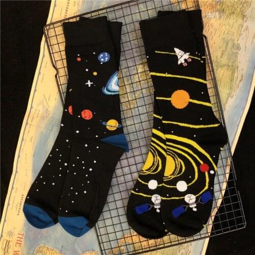 Adult Crew Cotton Socks Black Hole Holes Big Bang Solar System Planet INNCH OFFICIAL Original Design New Pop Top Street Fashion
