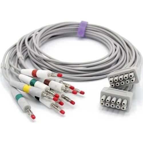 Compatible for GE Marquette 38401816 EKG 10 Leadwires Cable IEC Banana 4.0mm