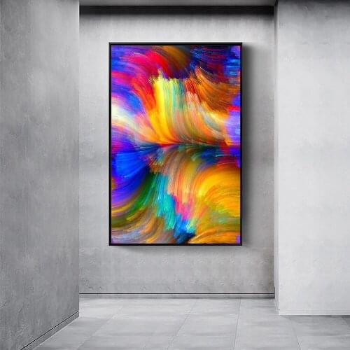 AAHH Colorful Painting Modern Canvas Prints Oil Painting Abstract Right Color Curves Wide Wall Art No Framed Home Decor