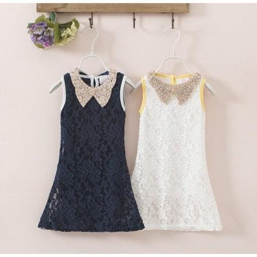 Childrens clothing 2020 summer new girls dress Xianmei lace vest sleeveless lace dress 2 3 4 5 6 7 years old baby girl clothes