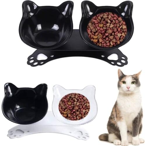 Pet Drinking Bowl, Cat Bowl, Pet Feeder, Double Water Bowl With Elevated Rack To Reduce Neck Pain For Cats And Puppies