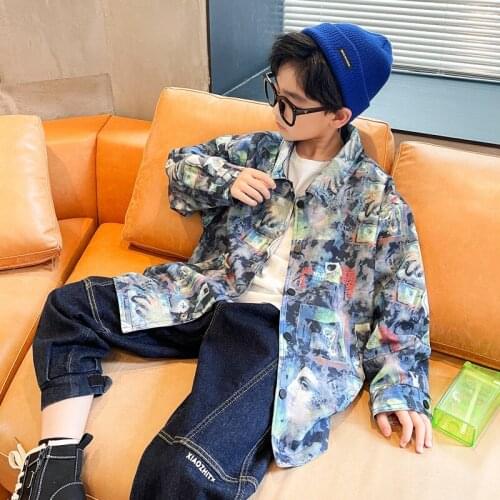 2021 New Spring Autumn Jackets Boys Trend Printing Windbreaker Tops Kids Casual Sport Children Outerwear Cardigan 5 6 7 8 9 10y
