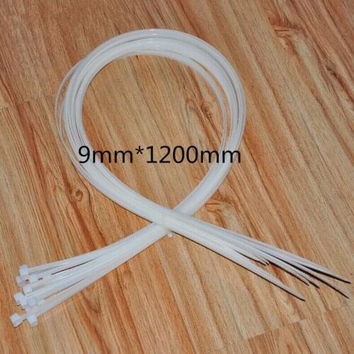 Wholesale ultralong 20PCS 9mm*1200mm white Self-locking Plastic Plastic Nylon Cable Ties,Wire Zip Tie free shipping