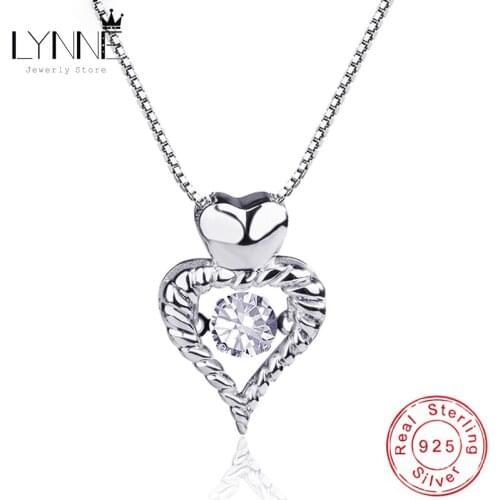 New Fashion Rotatable Dance Rhinestone Heart Pendant Necklace 925 Sterling Silver Twist Love Zircon Choker Women Jewelry Gift