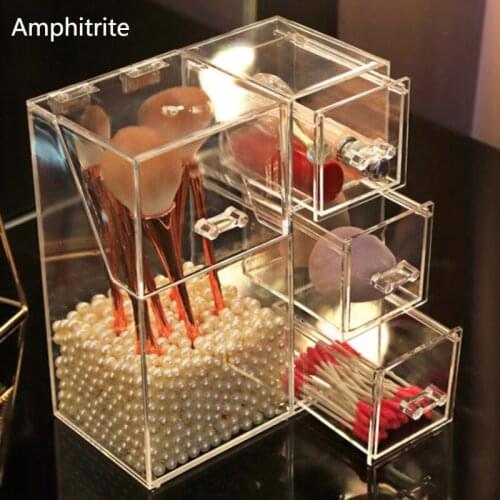 Transparent Make-Up Brush Storage Box Cosmetics Organic Dust-proof cover Jewelry Storage Display Rack Pearl Tube Plastic Box