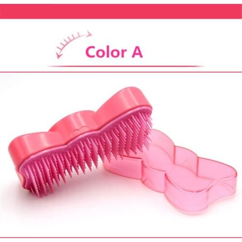 12CM New Kids Brush Anti-Static Portable Hair Comb For Baby Girls Massage Scalp Hair Accessories Bowtie Shape Durable