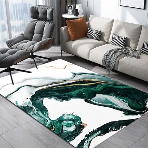 Modern abstract painting Nordic style marble pattern white green living room bedroom decoration carpet non-slip mat