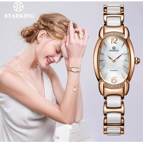 STARKING Fashion Rose Gold Women Watch import Quart Movement Ceramic Women Dress wristband bL0881