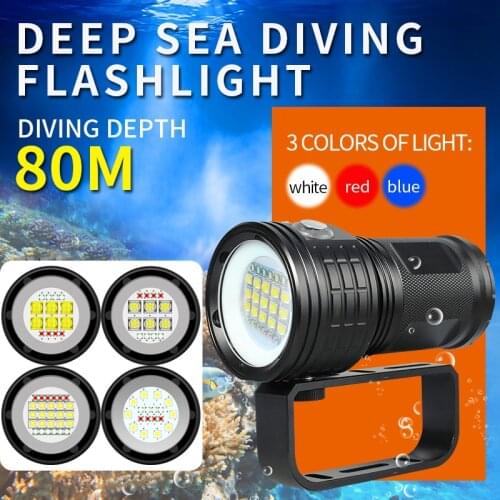 LED Diving Flashlight Scuba Diver Light Super Bright Professional IPX8 Powerful Underwater Super Bright Diving Fill Lamp Torch