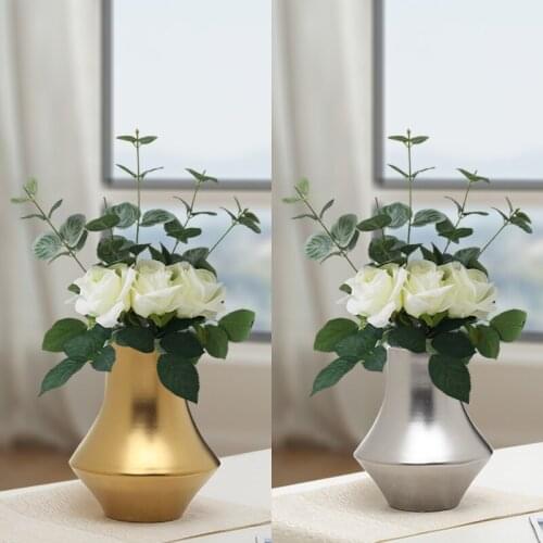 Light luxury home table wine cabinet TV cabinet decoration simple ceramic electroplating Golden Vase flower arrangement