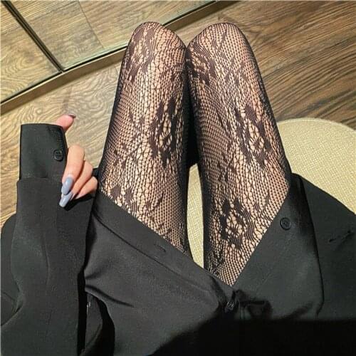 Lolita Hollowed Out Lace Mesh Stockings Bottomed Pantyhose Japanese Lolita Retro Floral Rattan White Stocking Hot Classic Tights