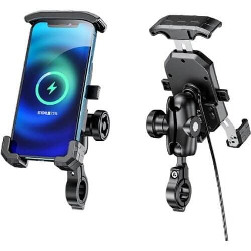 Waterproof 12V Motorcycle Qi 15W Wireless Charger 20W Type C PD Charger Mount Holder Stand for 3.5-6.5" Cellphone