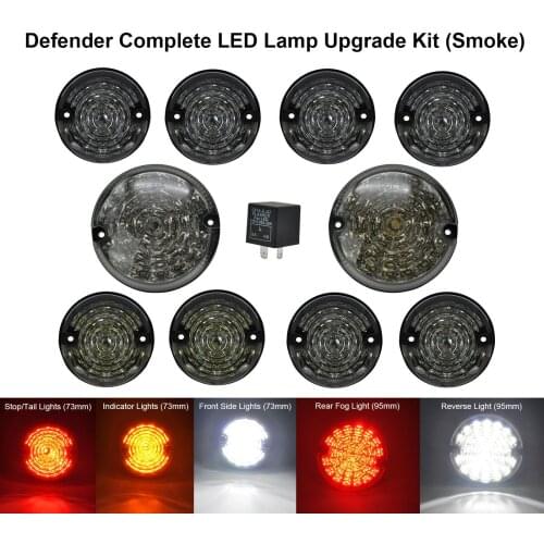 10pcs Smoked lens Rear Fog Lamp Reversing Light Complete LED Lamp Upgrade Kit For Land Rover Defender 1990-2016