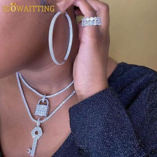 2021 Summer Fashion Loop Earring Round Circle Micro Pave Cubic Zirconia 50mm Big Hoop Earrings Jewelry For Women Party Wedding